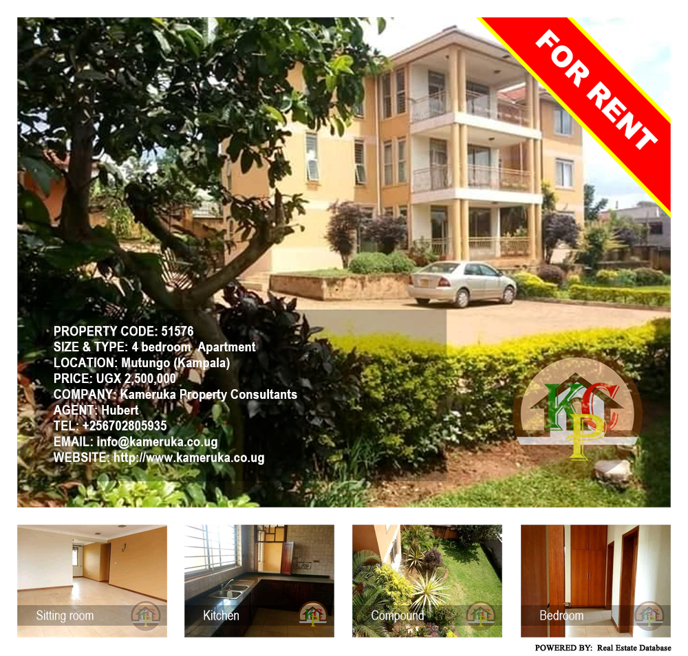 4 bedroom Apartment  for rent in Mutungo Kampala Uganda, code: 51576