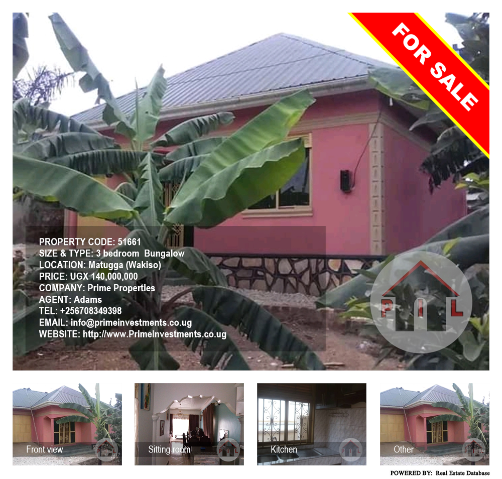 3 bedroom Bungalow  for sale in Matugga Wakiso Uganda, code: 51661