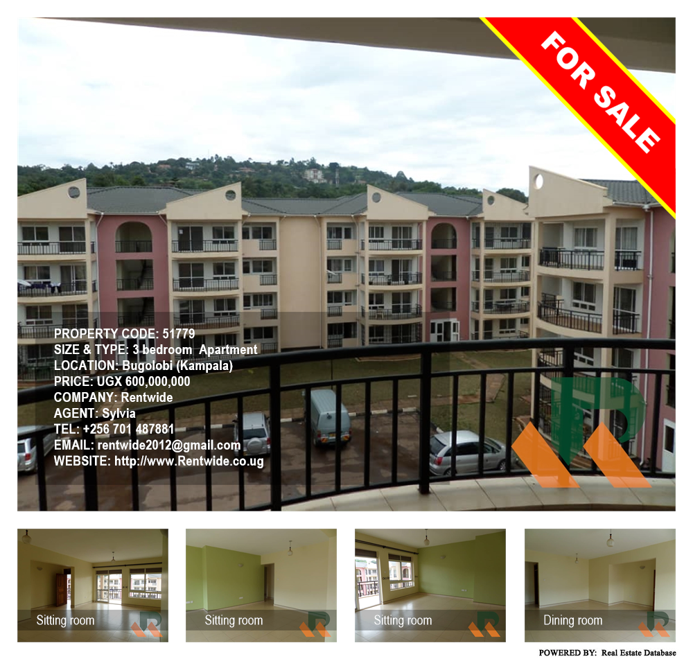 3 bedroom Apartment  for sale in Bugoloobi Kampala Uganda, code: 51779