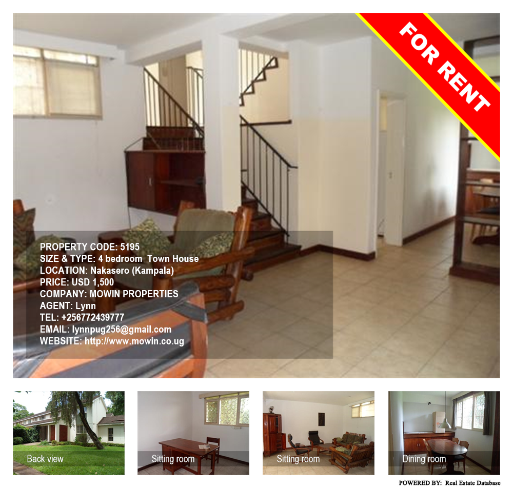 4 bedroom Town House  for rent in Nakasero Kampala Uganda, code: 5195