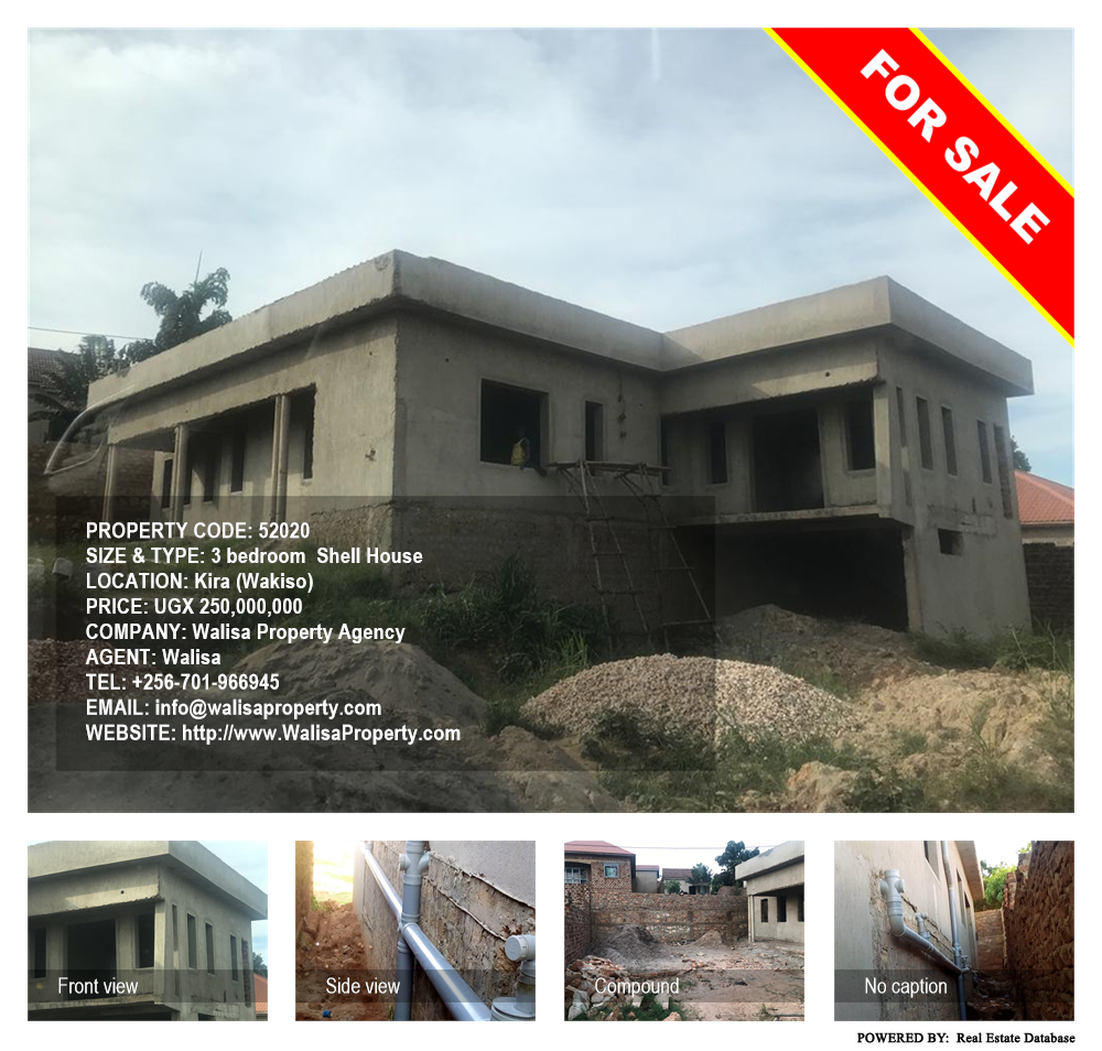 3 bedroom Shell House  for sale in Kira Wakiso Uganda, code: 52020