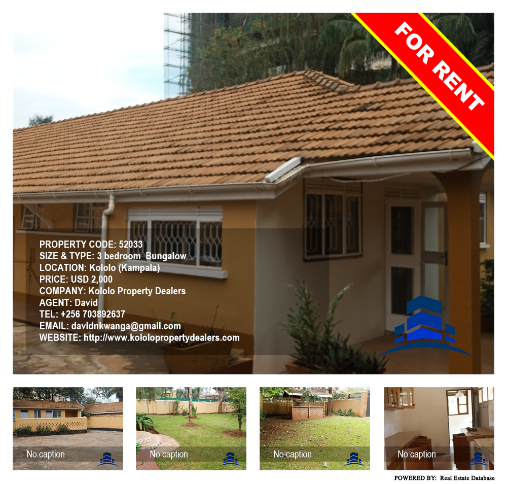 3 bedroom Bungalow  for rent in Kololo Kampala Uganda, code: 52033