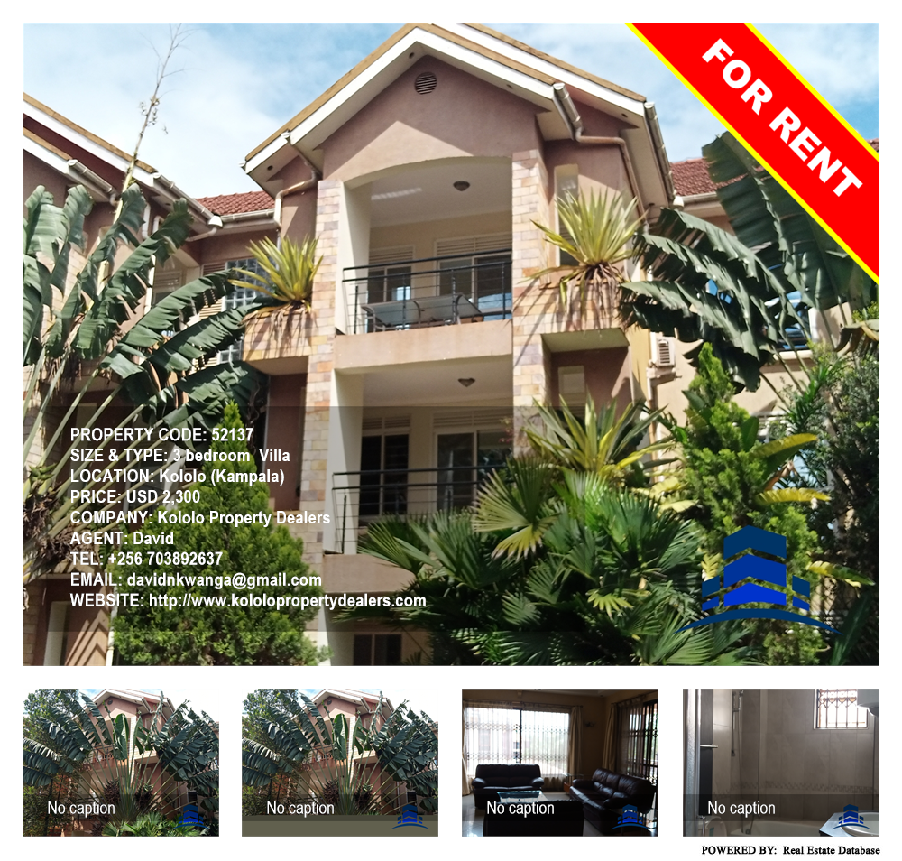 3 bedroom Villa  for rent in Kololo Kampala Uganda, code: 52137