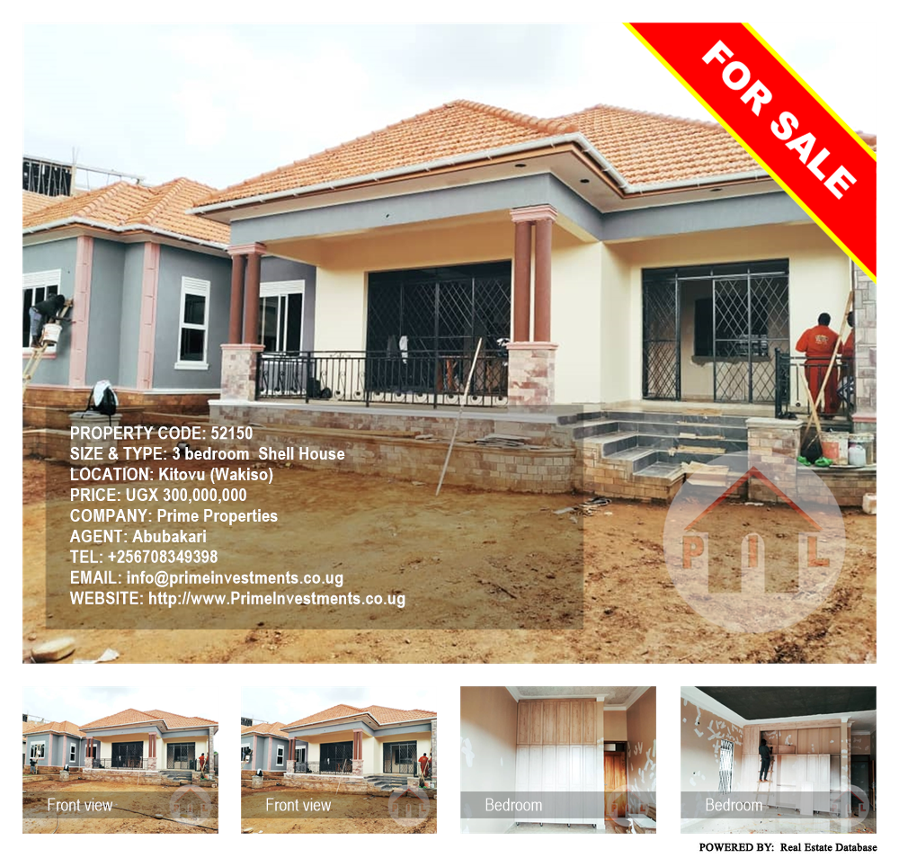 3 bedroom Shell House  for sale in Kitovu Wakiso Uganda, code: 52150