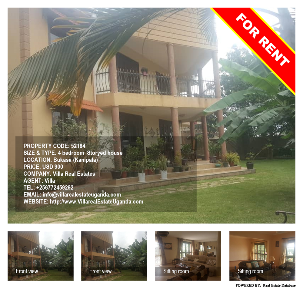 4 bedroom Storeyed house  for rent in Bukasa Kampala Uganda, code: 52184