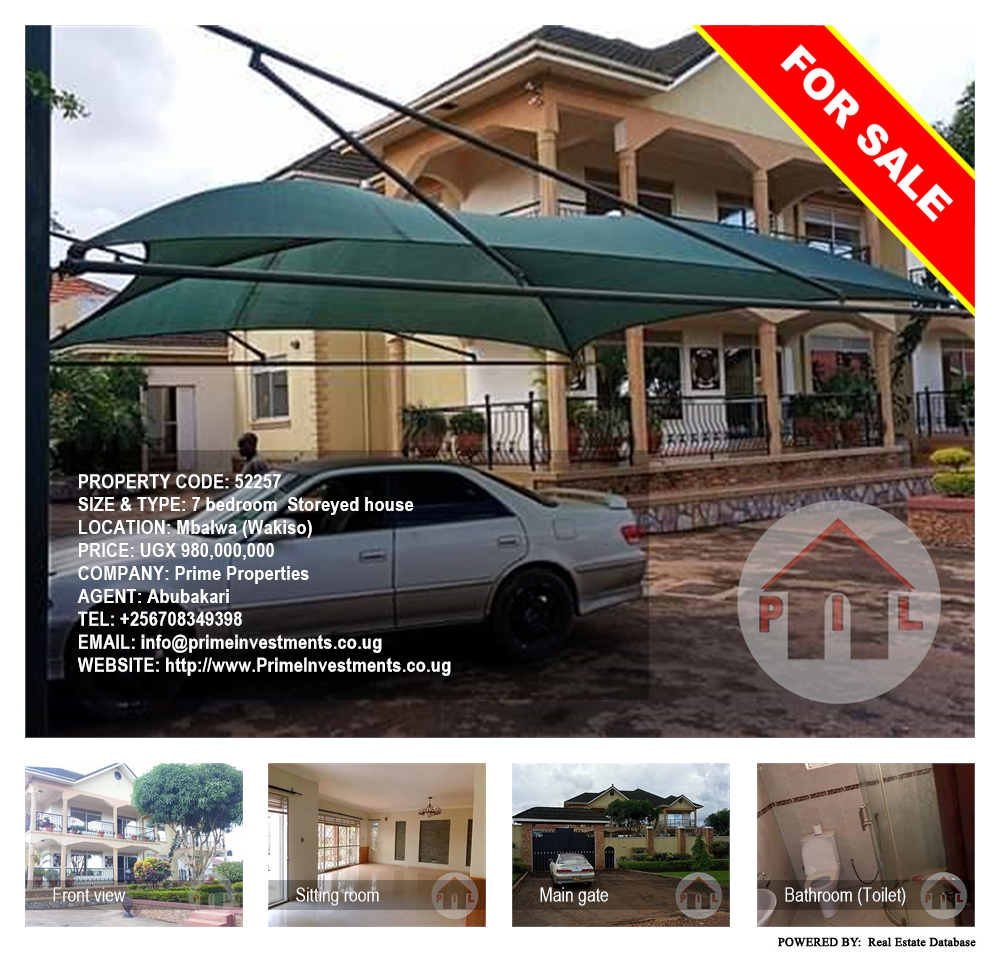 7 bedroom Storeyed house  for sale in Mbalwa Wakiso Uganda, code: 52257