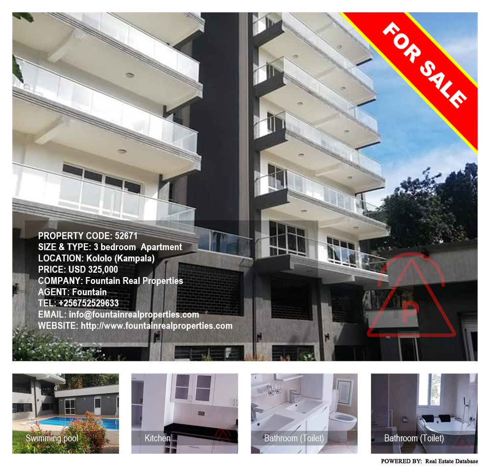 3 bedroom Apartment  for sale in Kololo Kampala Uganda, code: 52671