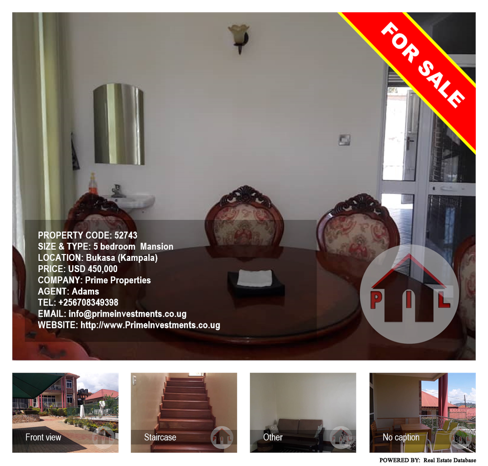 5 bedroom Mansion  for sale in Bukasa Kampala Uganda, code: 52743
