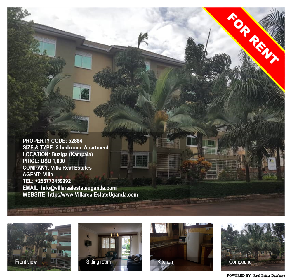 2 bedroom Apartment  for rent in Buziga Kampala Uganda, code: 52884