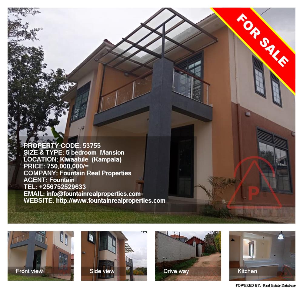 5 bedroom Mansion  for sale in Kiwaatule Kampala Uganda, code: 53755