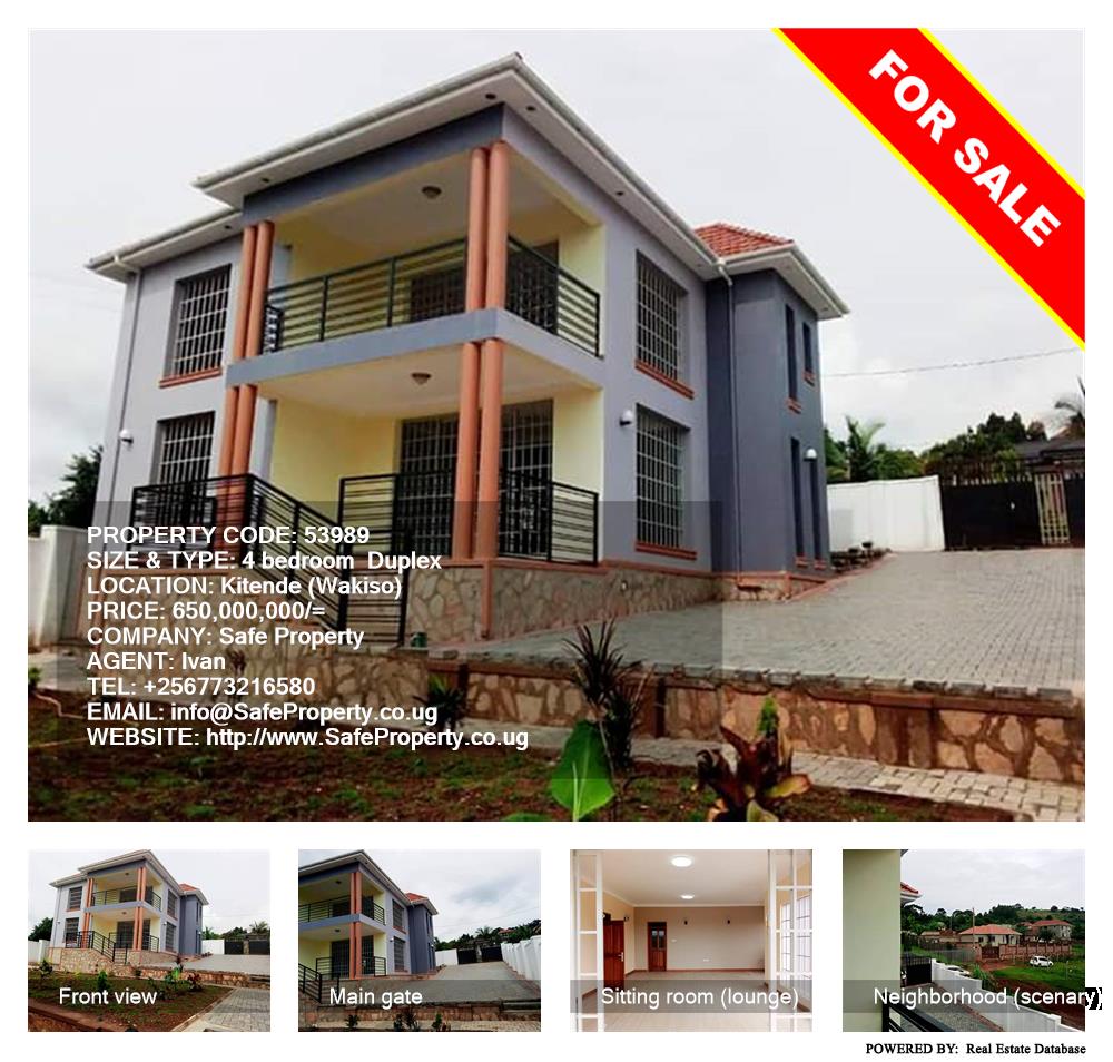 4 bedroom Duplex  for sale in Kitende Wakiso Uganda, code: 53989