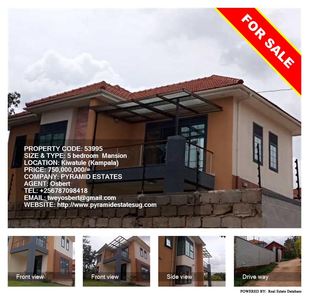 5 bedroom Mansion  for sale in Kiwaatule Kampala Uganda, code: 53995