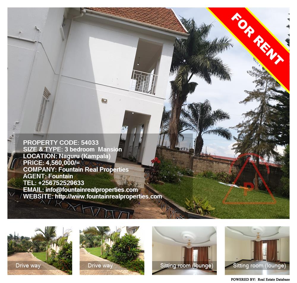 3 bedroom Mansion  for rent in Naguru Kampala Uganda, code: 54033