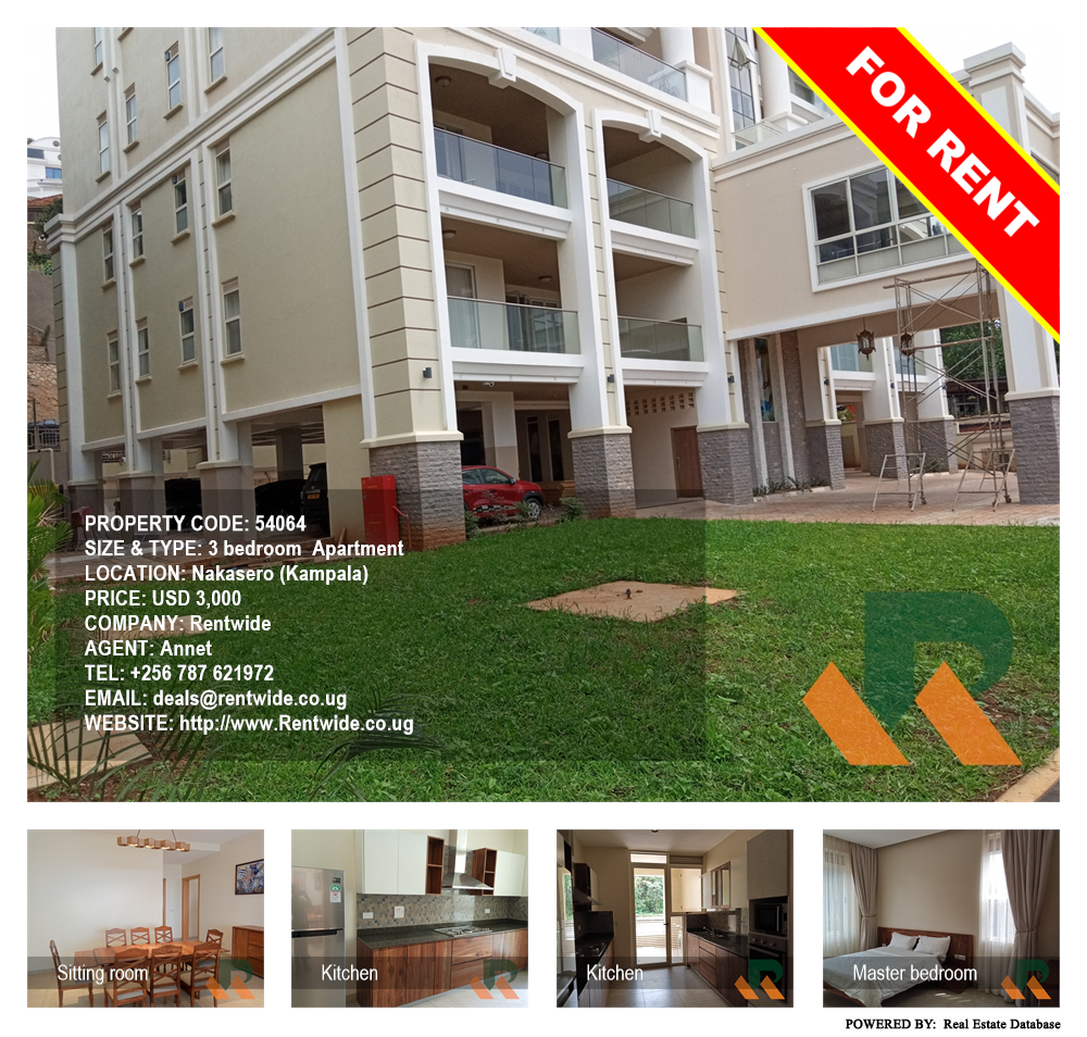 3 bedroom Apartment  for rent in Nakasero Kampala Uganda, code: 54064