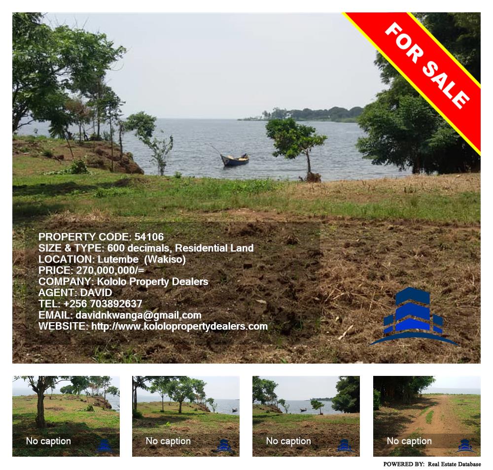 Residential Land  for sale in Lutembe Wakiso Uganda, code: 54106