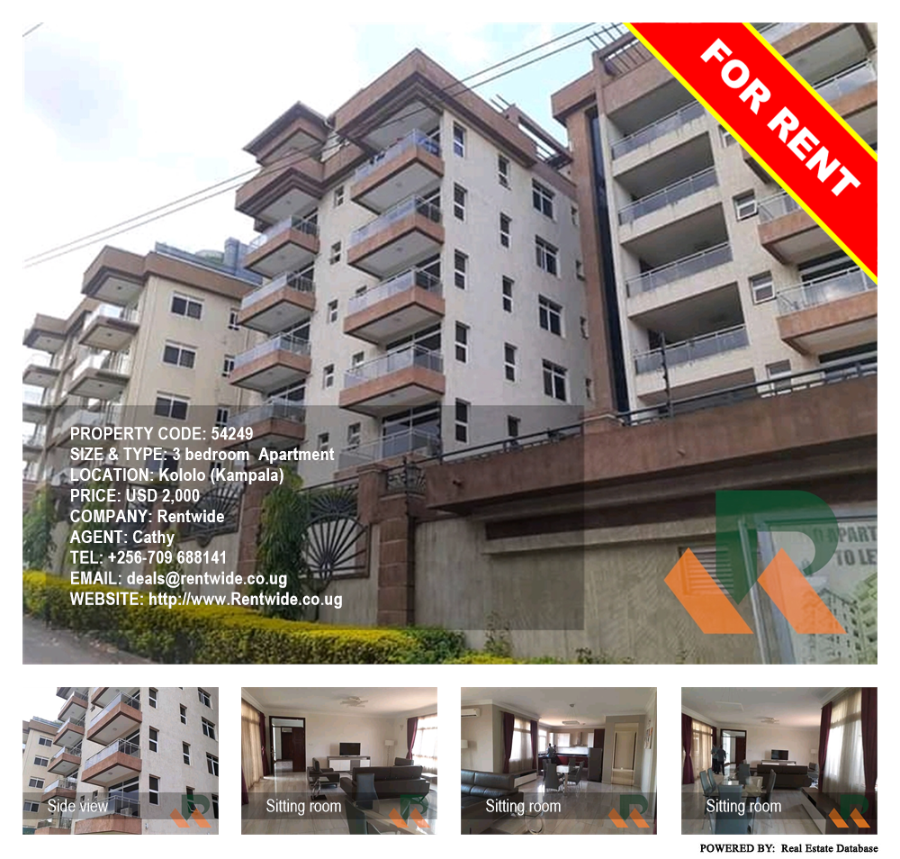3 bedroom Apartment  for rent in Kololo Kampala Uganda, code: 54249