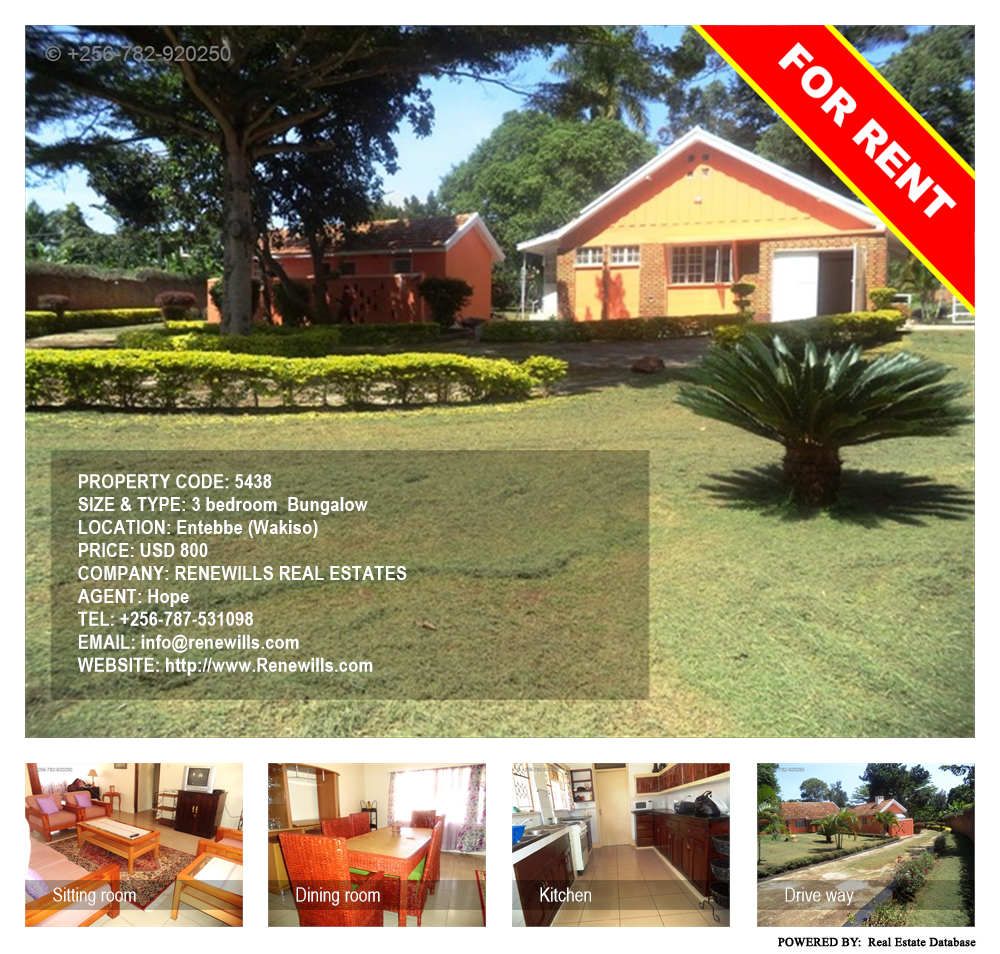 3 bedroom Bungalow  for rent in Entebbe Wakiso Uganda, code: 5438
