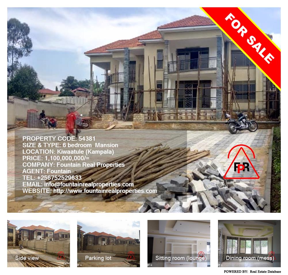 6 bedroom Mansion  for sale in Kiwaatule Kampala Uganda, code: 54381