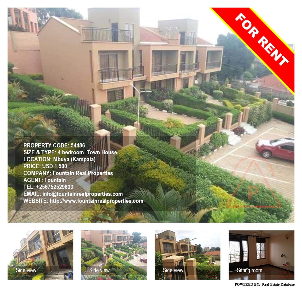 4 bedroom Town House  for rent in Mbuya Kampala Uganda, code: 54486