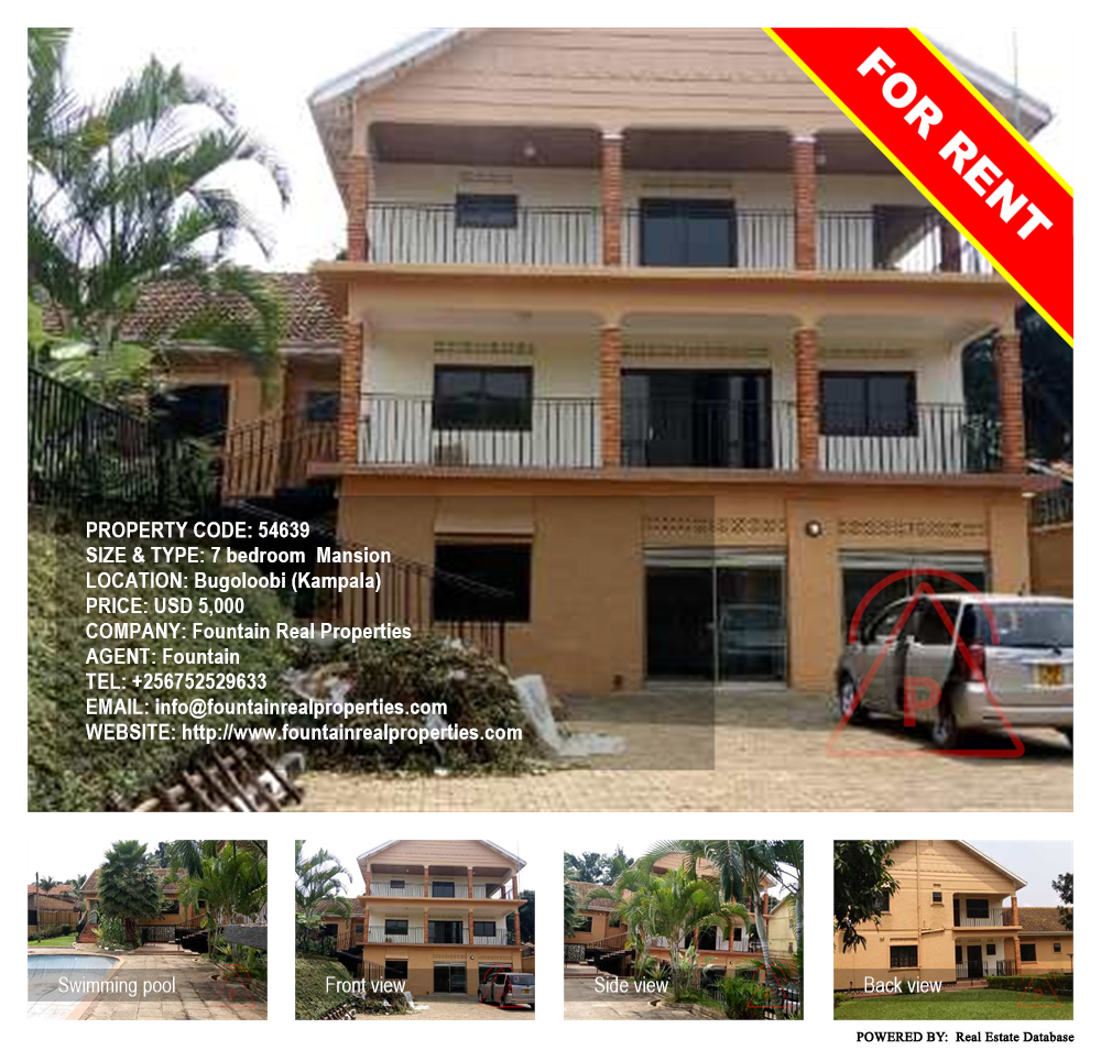 7 bedroom Mansion  for rent in Bugoloobi Kampala Uganda, code: 54639