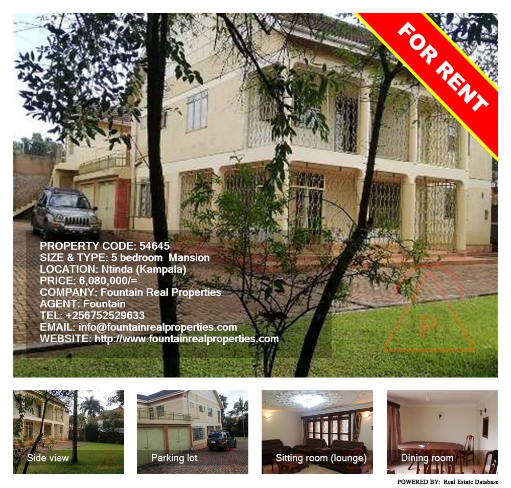 5 bedroom Mansion  for rent in Ntinda Kampala Uganda, code: 54645