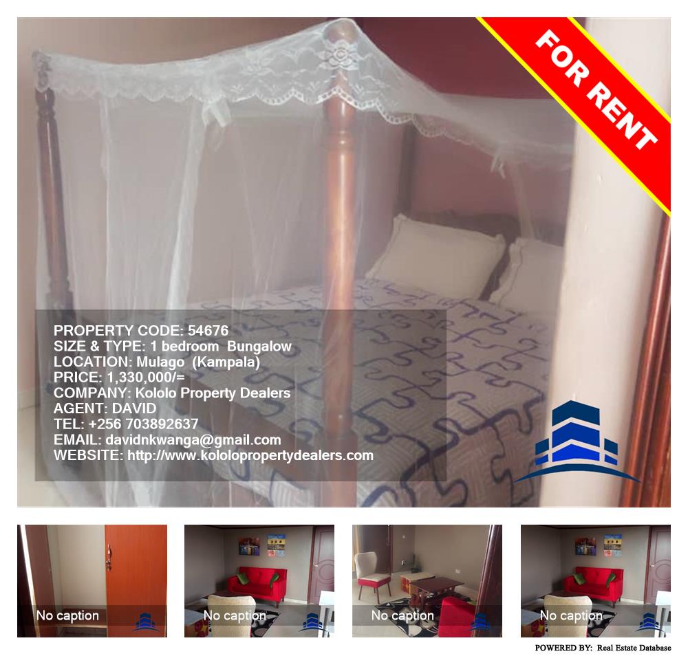 1 bedroom Bungalow  for rent in Mulago Kampala Uganda, code: 54676