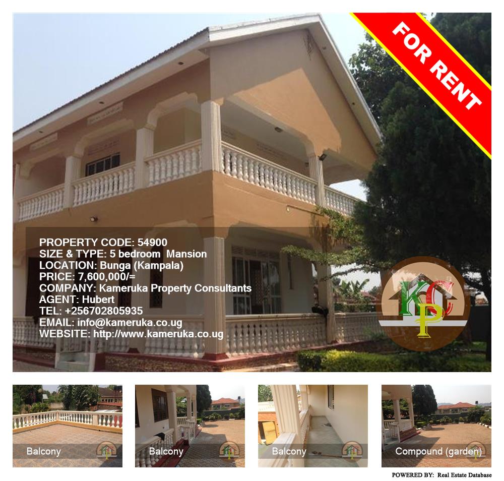 5 bedroom Mansion  for rent in Bbunga Kampala Uganda, code: 54900