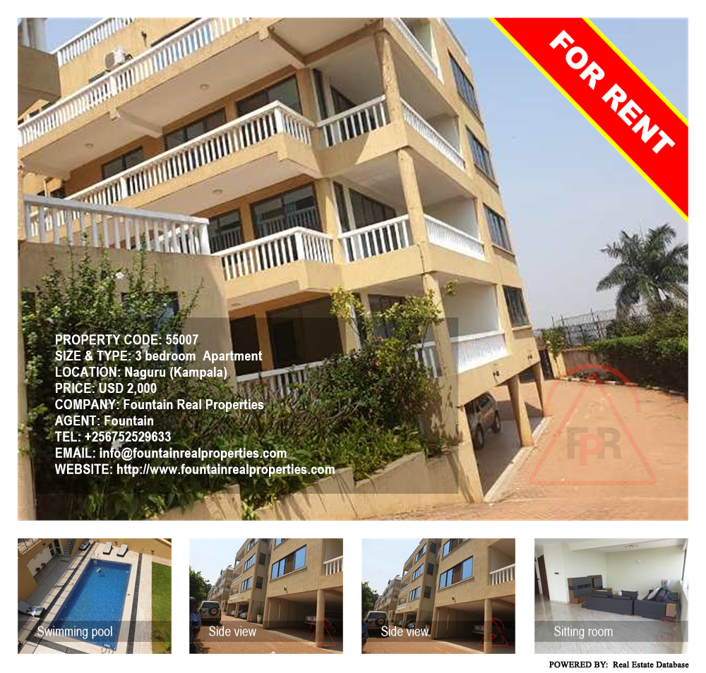 3 bedroom Apartment  for rent in Naguru Kampala Uganda, code: 55007