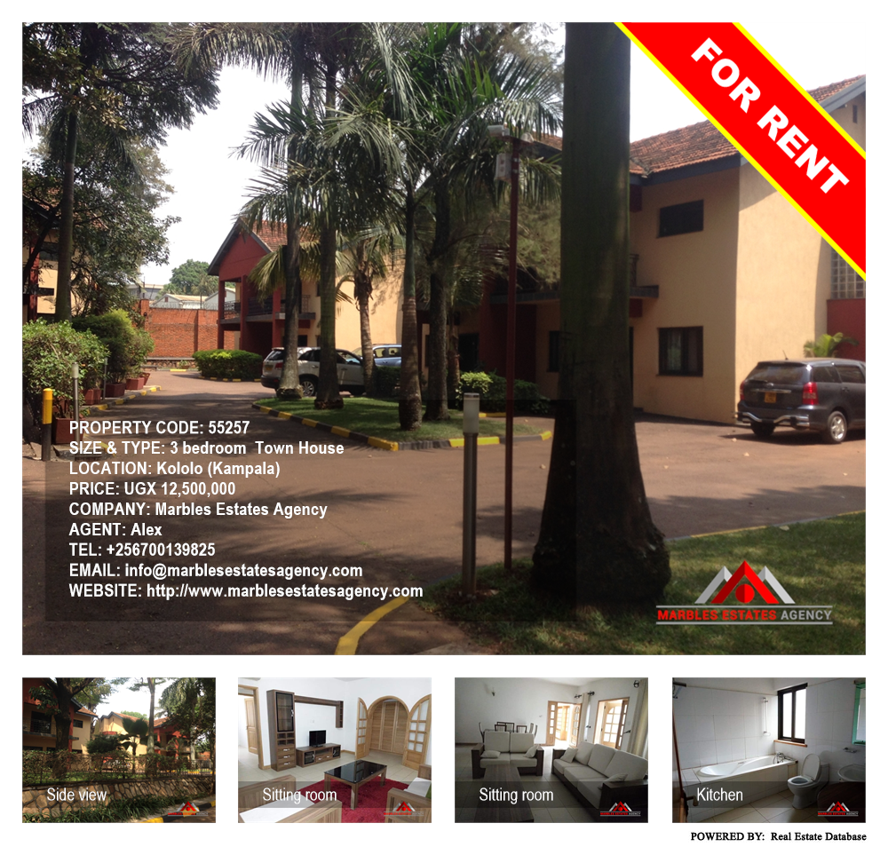 3 bedroom Town House  for rent in Kololo Kampala Uganda, code: 55257
