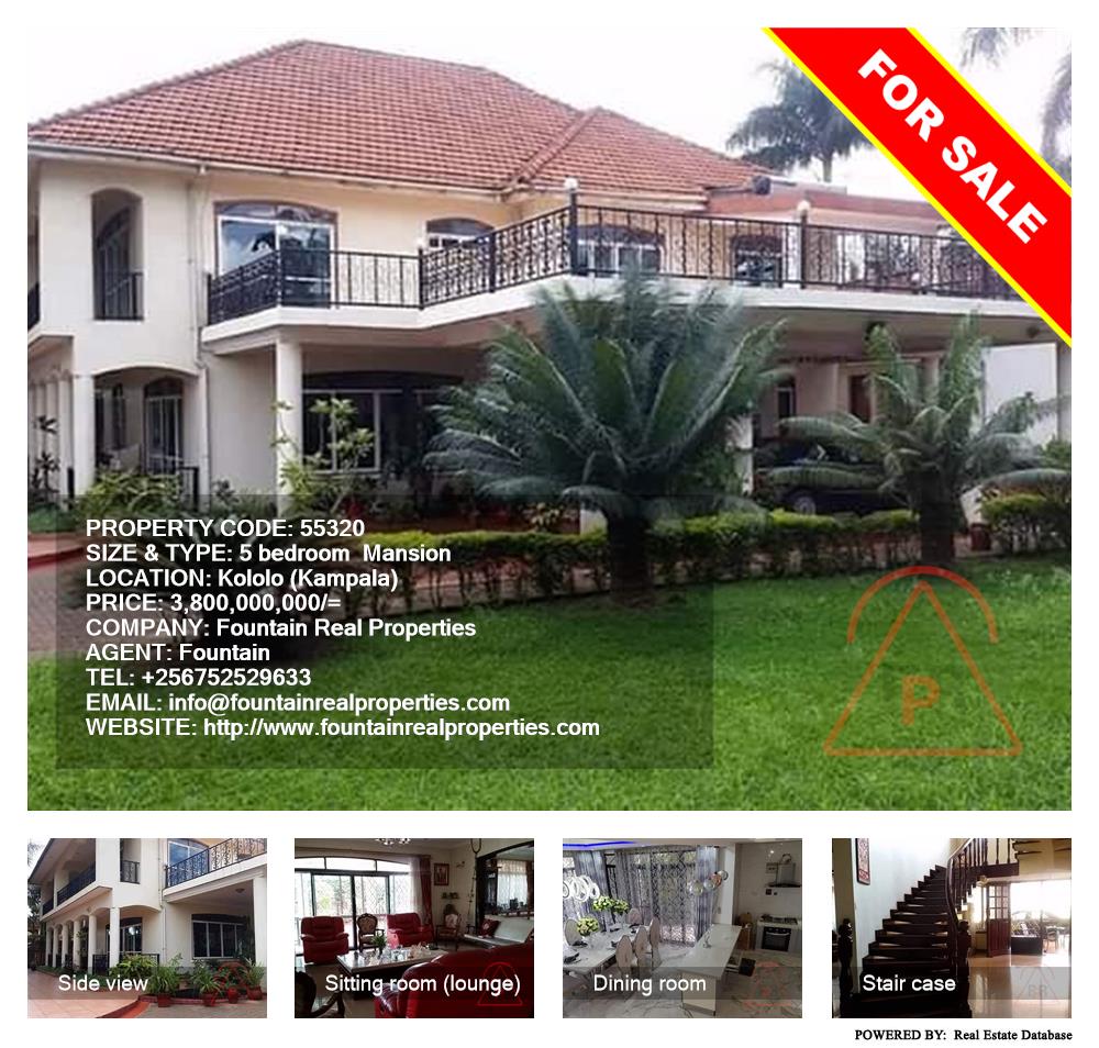 5 bedroom Mansion  for sale in Kololo Kampala Uganda, code: 55320