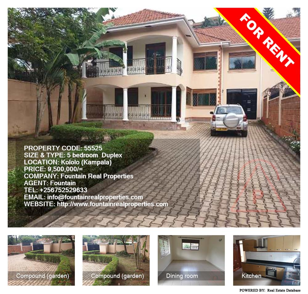 5 bedroom Duplex  for rent in Kololo Kampala Uganda, code: 55525