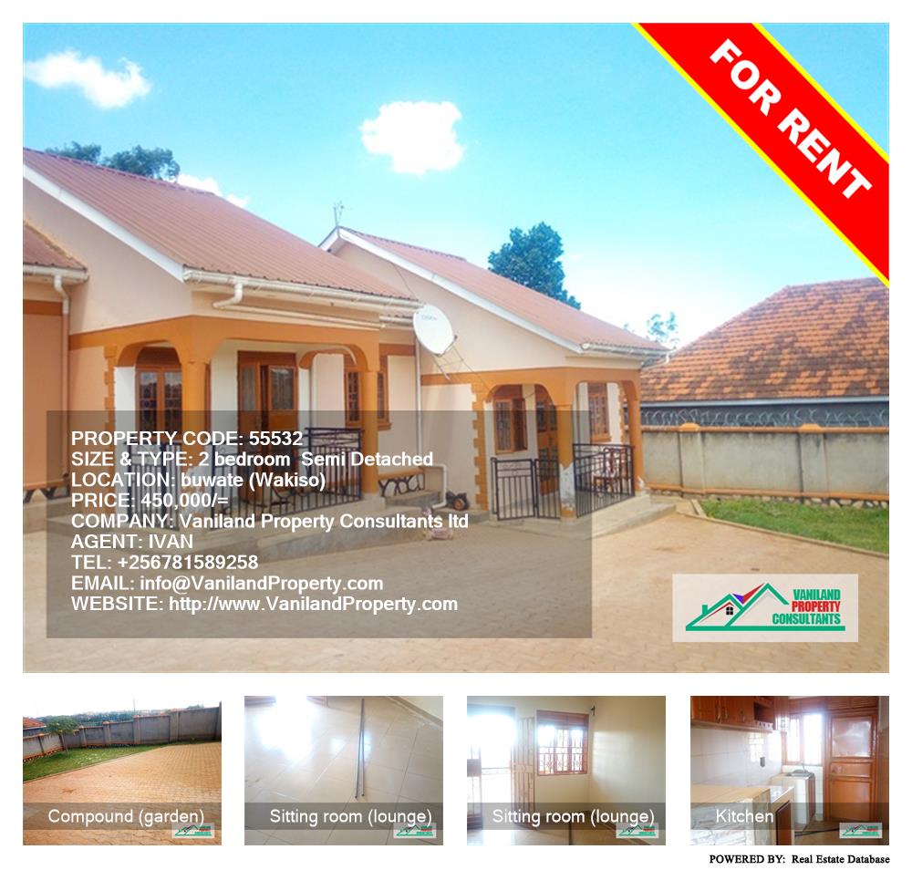 2 bedroom Semi Detached  for rent in Buwaate Wakiso Uganda, code: 55532