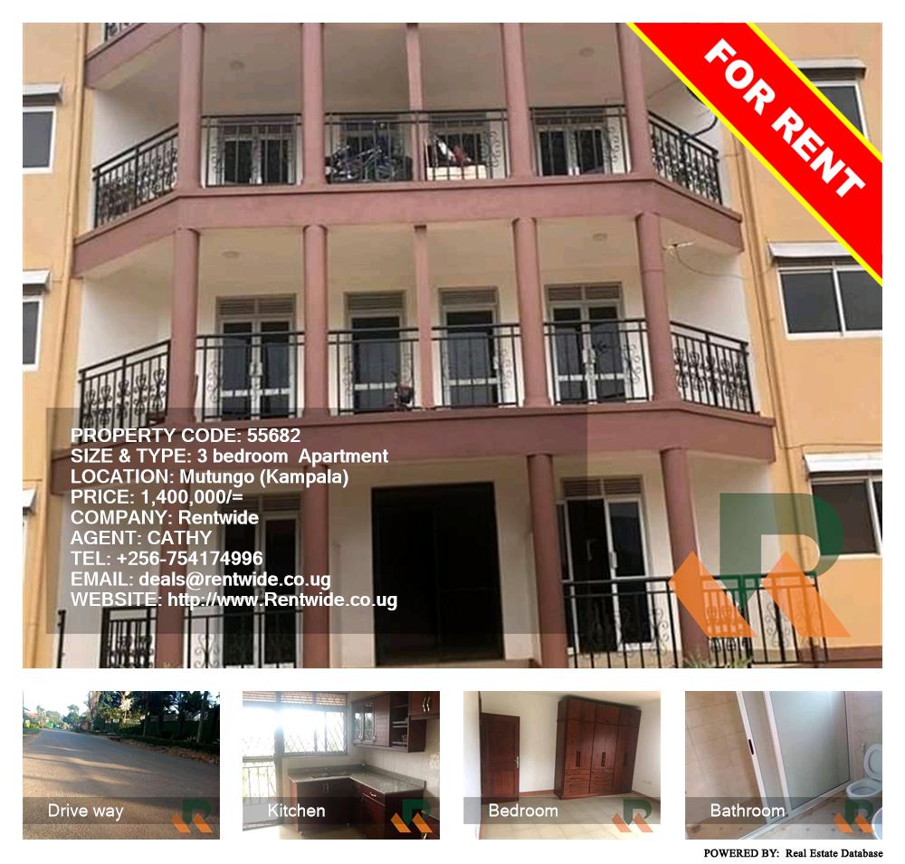 3 bedroom Apartment  for rent in Mutungo Kampala Uganda, code: 55682