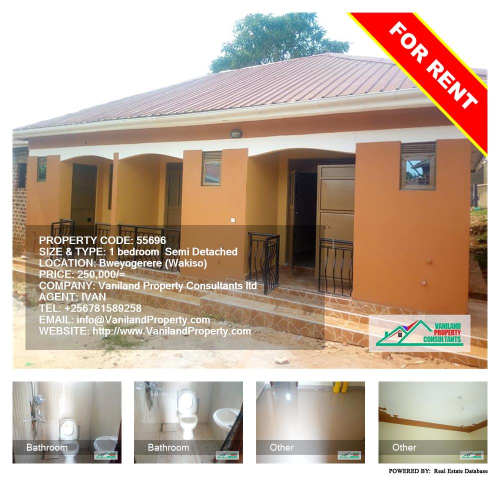 1 bedroom Semi Detached  for rent in Bweyogerere Wakiso Uganda, code: 55696