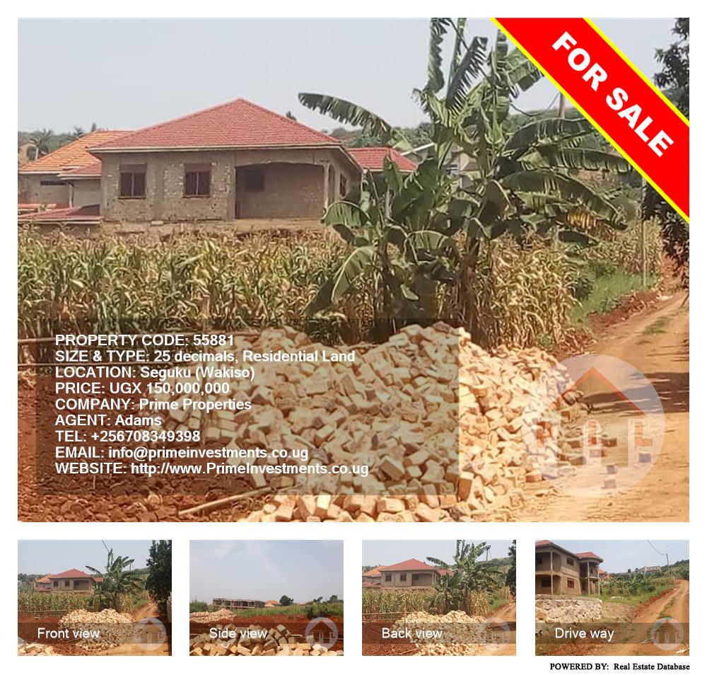 Residential Land  for sale in Seguku Wakiso Uganda, code: 55881