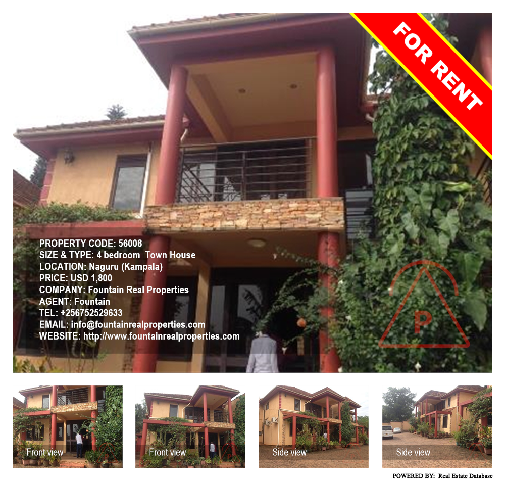 4 bedroom Town House  for rent in Naguru Kampala Uganda, code: 56008