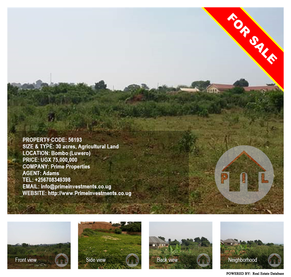 Agricultural Land  for sale in Bombo Luweero Uganda, code: 56193