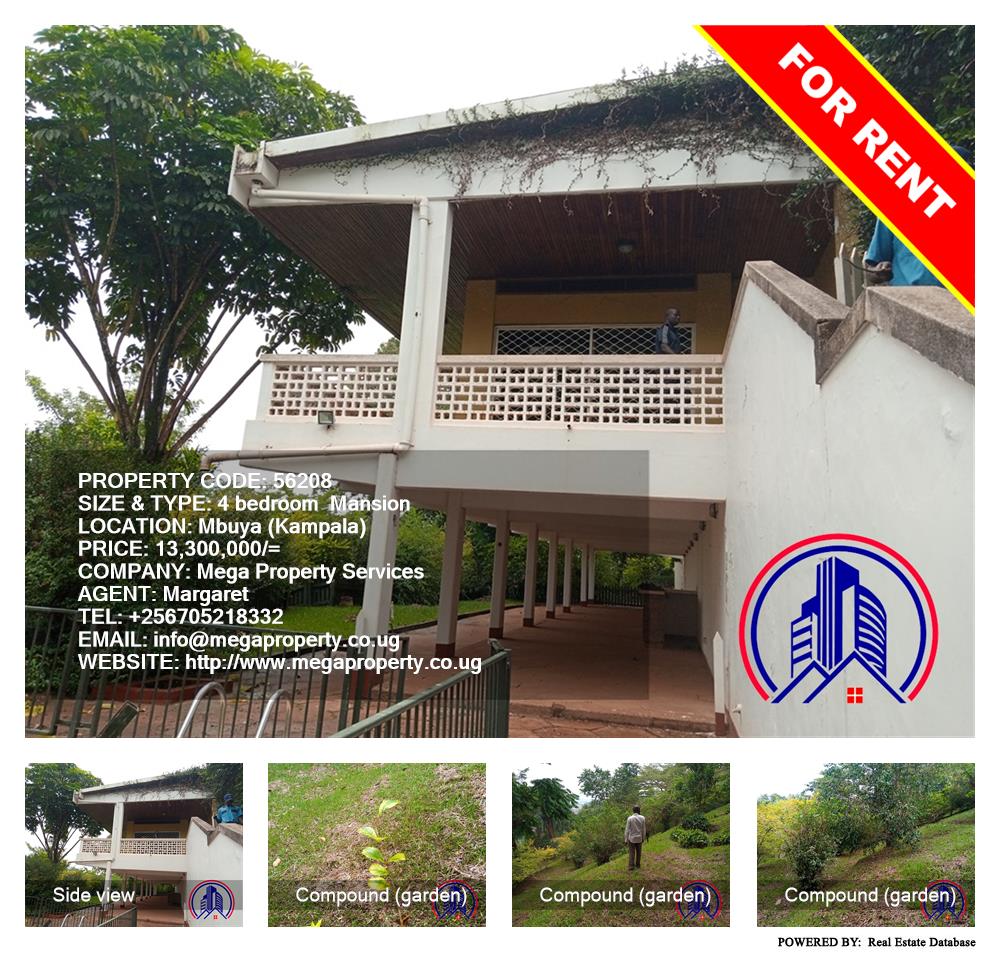 4 bedroom Mansion  for rent in Mbuya Kampala Uganda, code: 56208