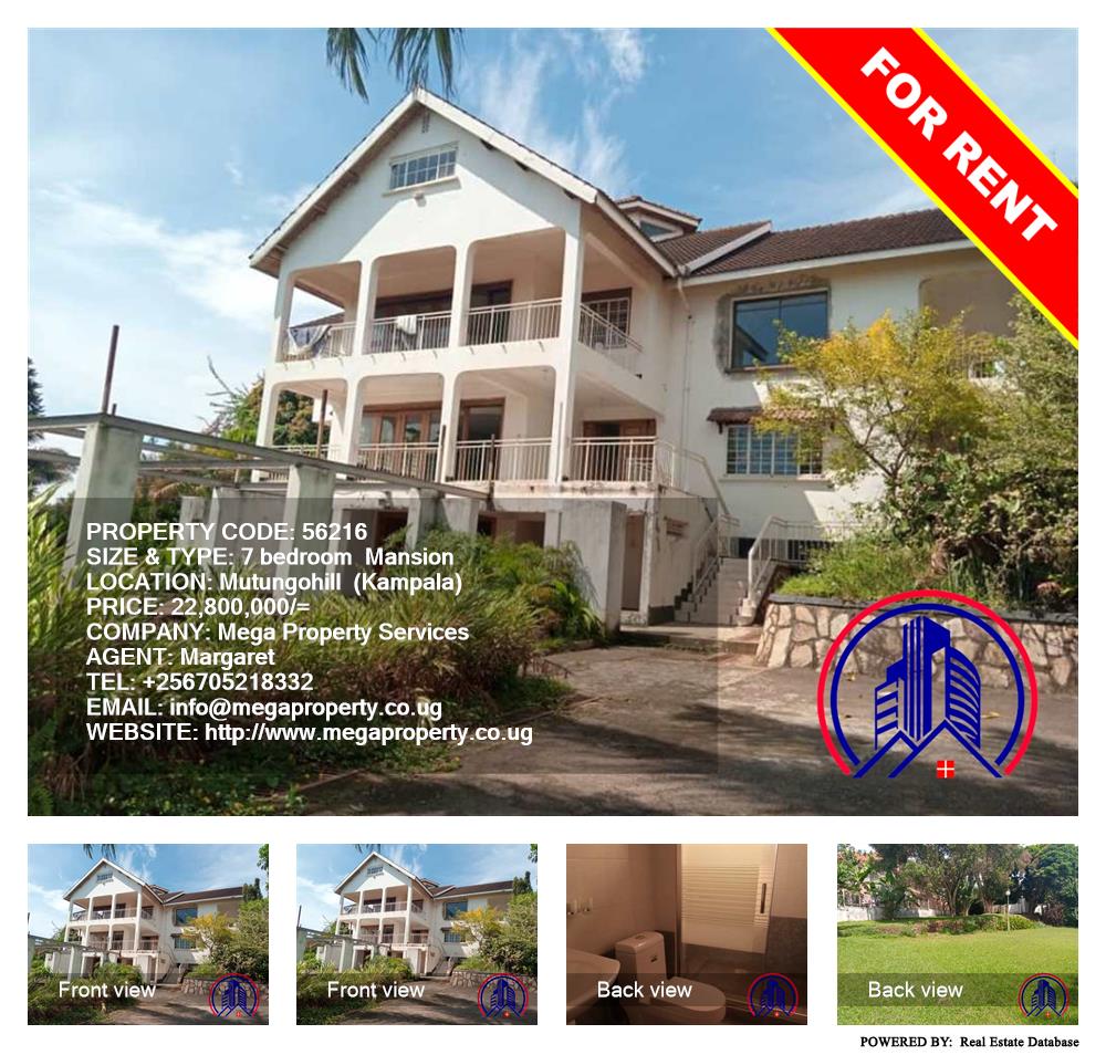 7 bedroom Mansion  for rent in Mutungo Kampala Uganda, code: 56216