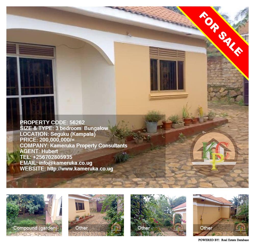 3 bedroom Bungalow  for sale in Seguku Kampala Uganda, code: 56262