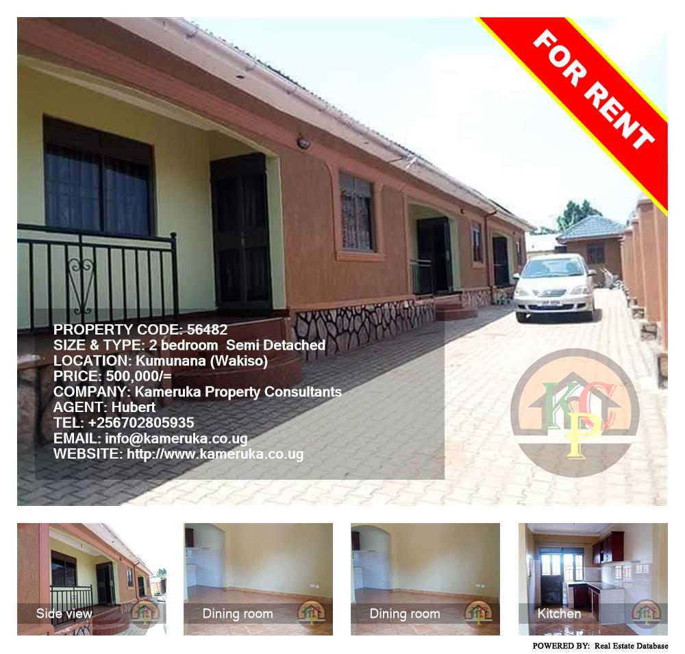 2 bedroom Semi Detached  for rent in Kumunaana Wakiso Uganda, code: 56482