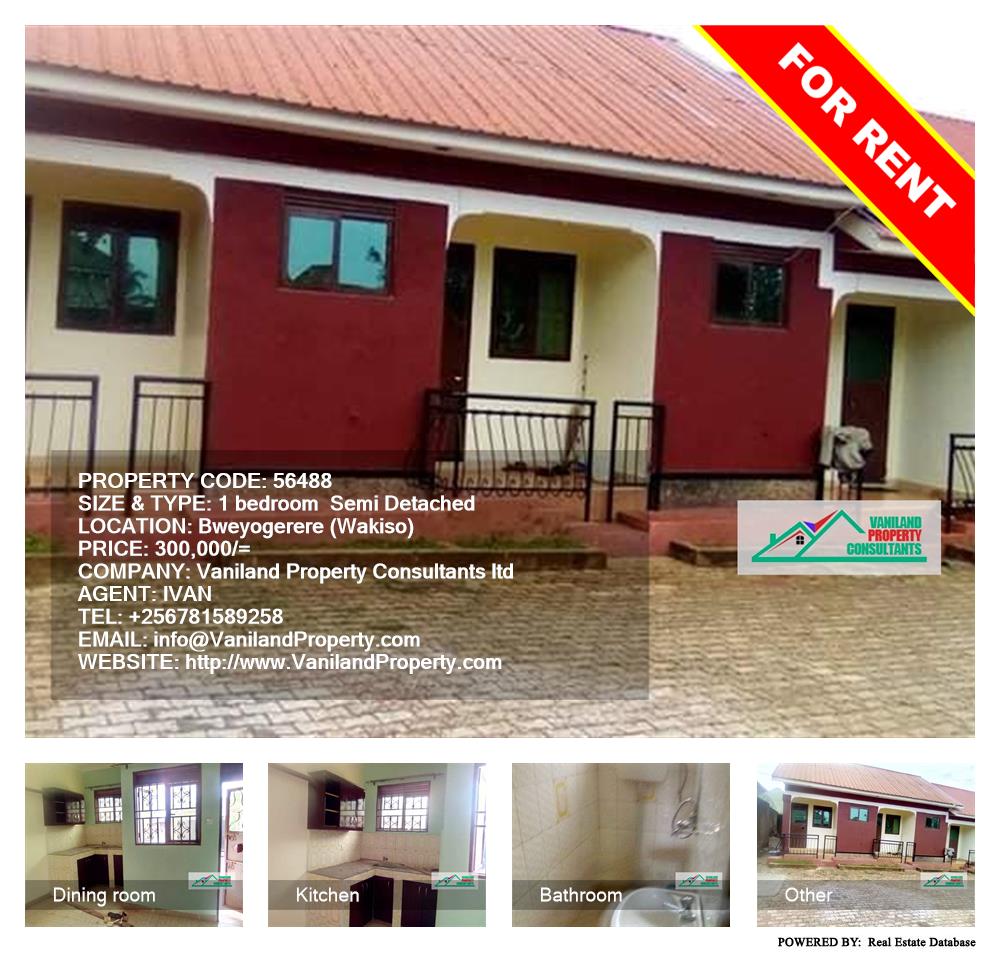 1 bedroom Semi Detached  for rent in Bweyogerere Wakiso Uganda, code: 56488
