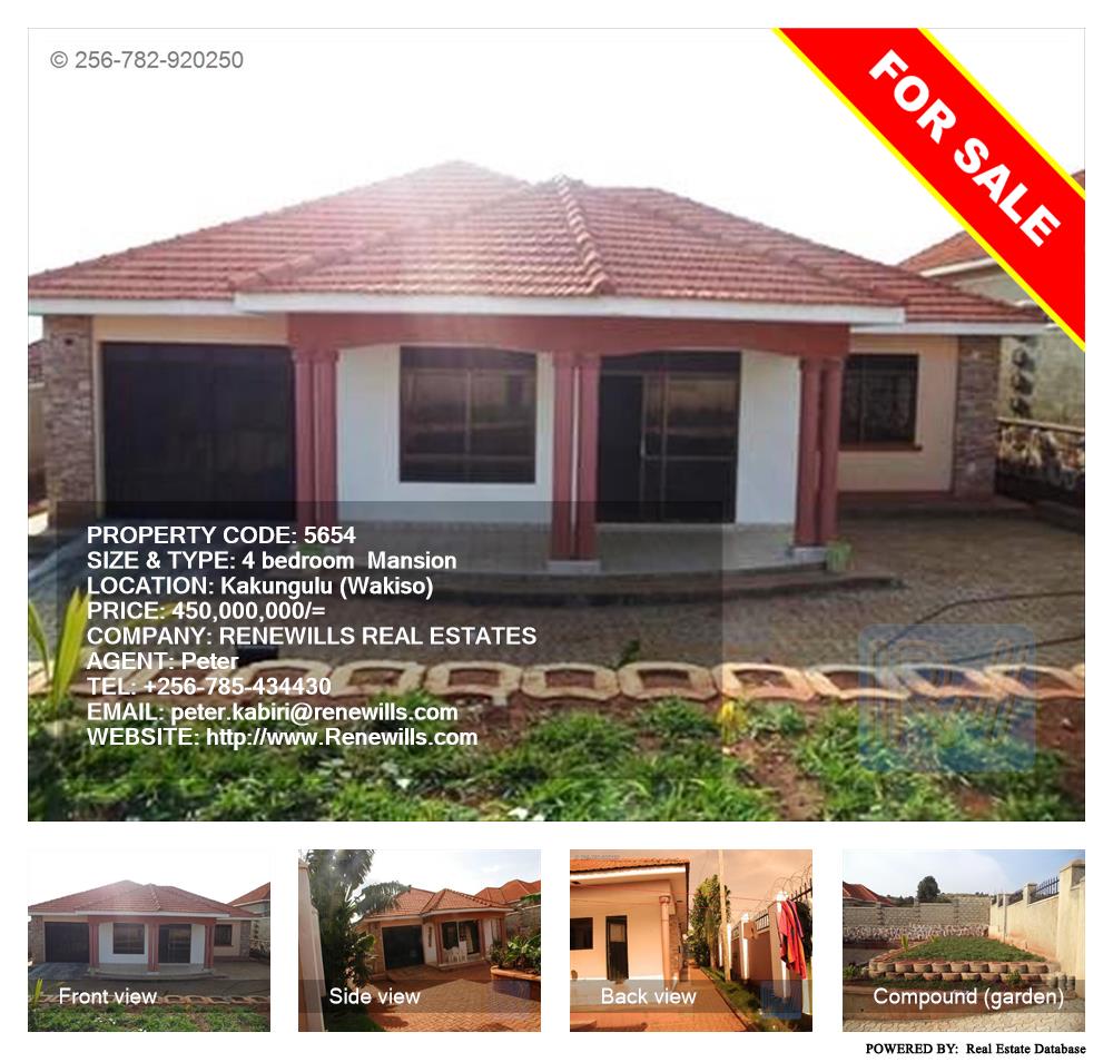 4 bedroom Mansion  for sale in Kakungulu Wakiso Uganda, code: 5654