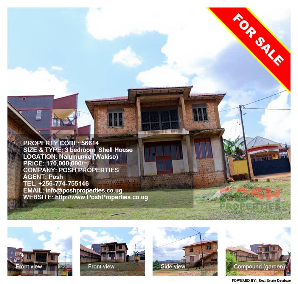 3 bedroom Shell House  for sale in Nalumunye Wakiso Uganda, code: 56614