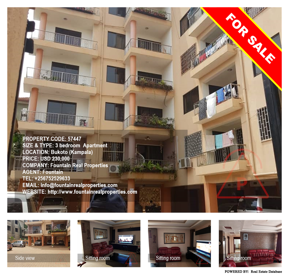 3 bedroom Apartment  for sale in Bukoto Kampala Uganda, code: 57447