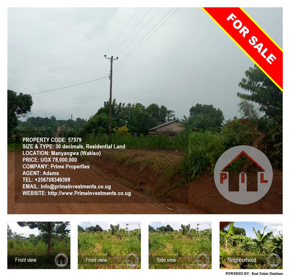 Residential Land  for sale in Manyangwa Wakiso Uganda, code: 57579