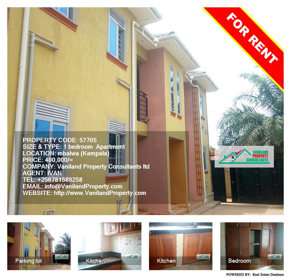 1 bedroom Apartment  for rent in Mbalwa Kampala Uganda, code: 57705