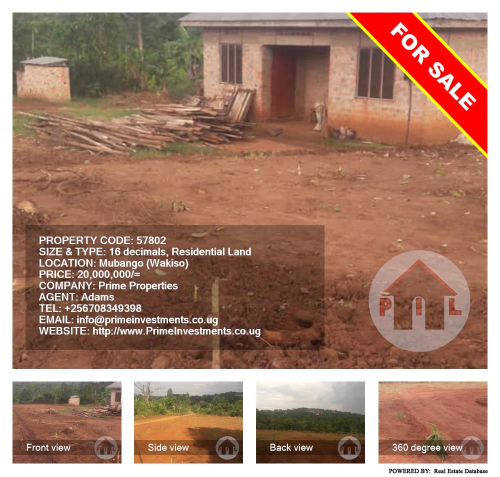 Residential Land  for sale in Mubango Wakiso Uganda, code: 57802
