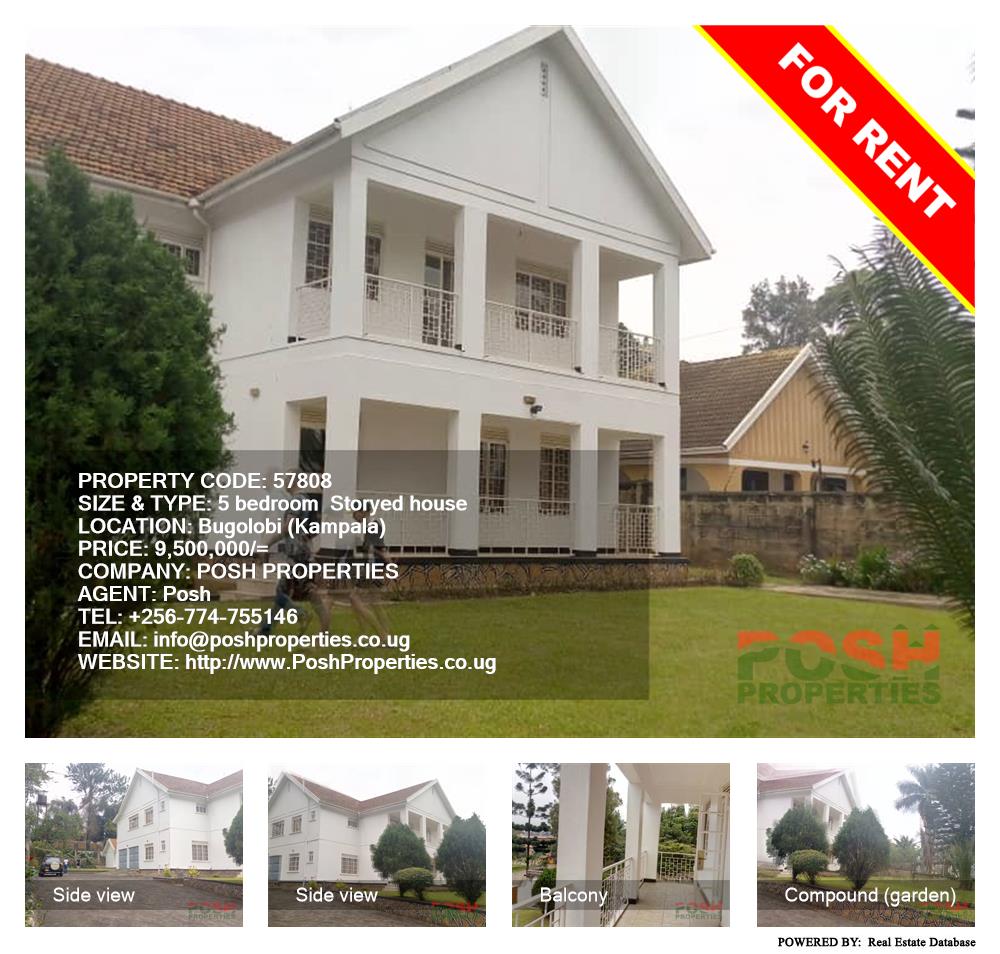 5 bedroom Storeyed house  for rent in Bugoloobi Kampala Uganda, code: 57808