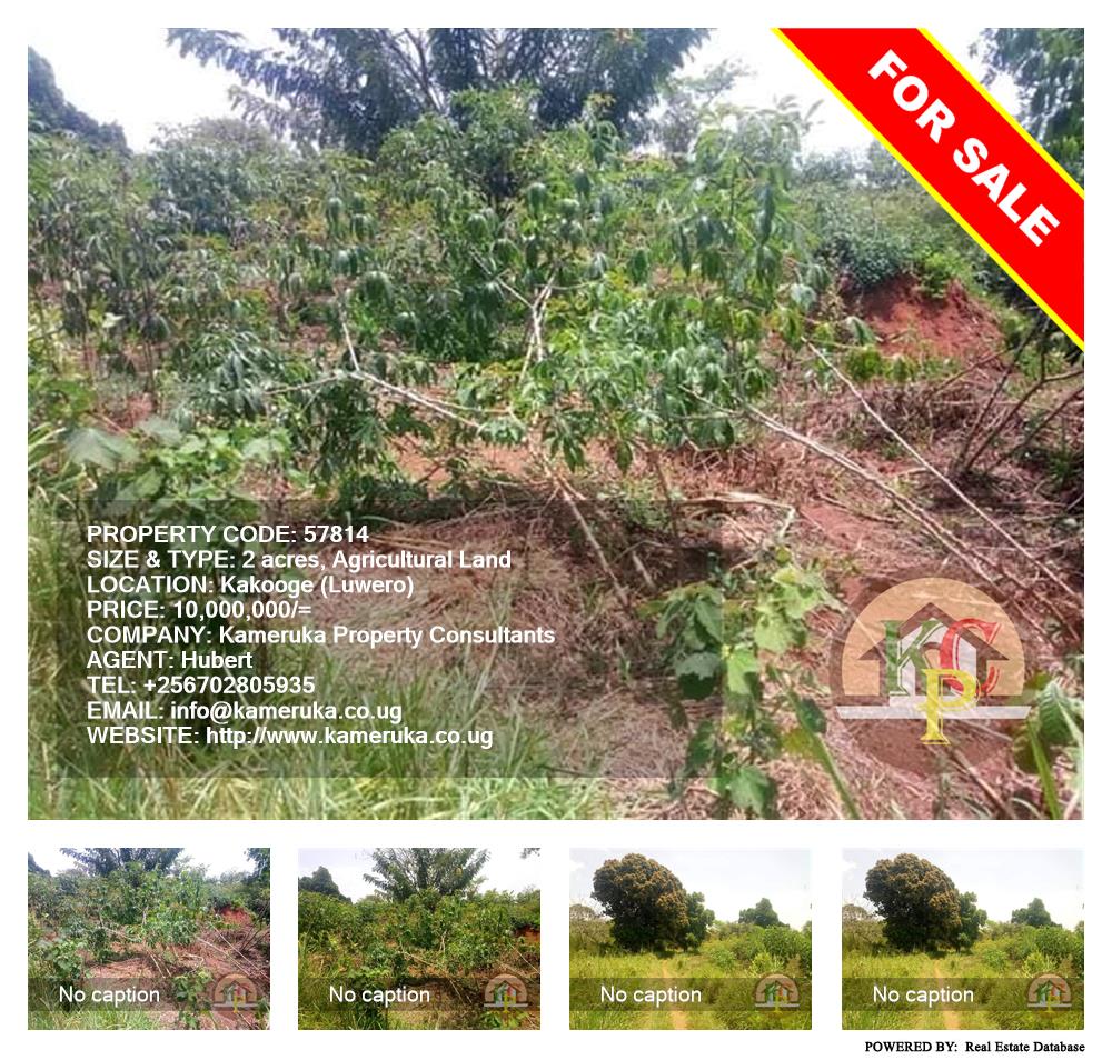 Agricultural Land  for sale in Kakooge Luweero Uganda, code: 57814